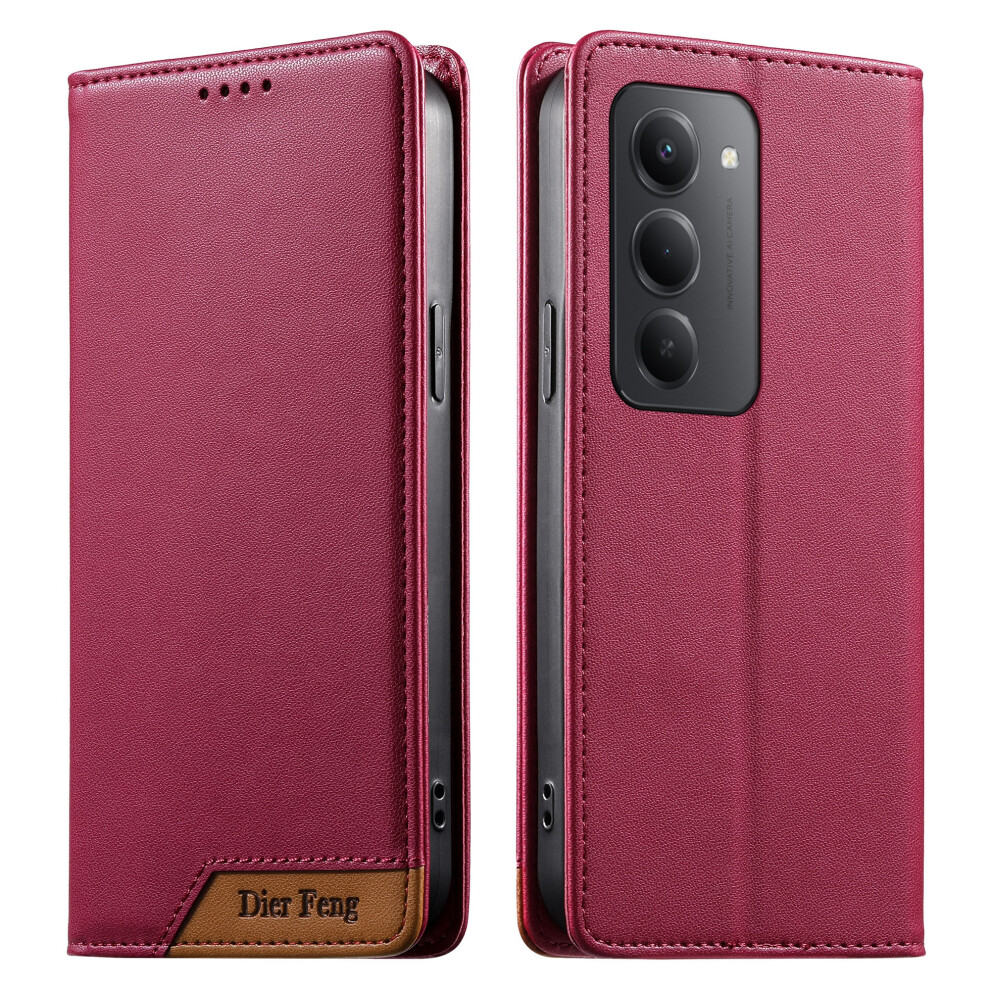 (Red) Df-018 For Xiaomi Mi 15 5G (Global) (169Mm) Case Rfid Blocking Wallet Leather Phone Cover With Color Splicing Logo Co Red 6914296023220