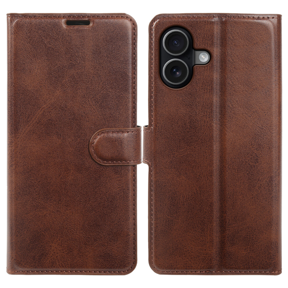 (Brown) For Iphone 16 Case Stand Wallet Calf Texture Pu Leather Flip Phone Cover Brown 6914291147433