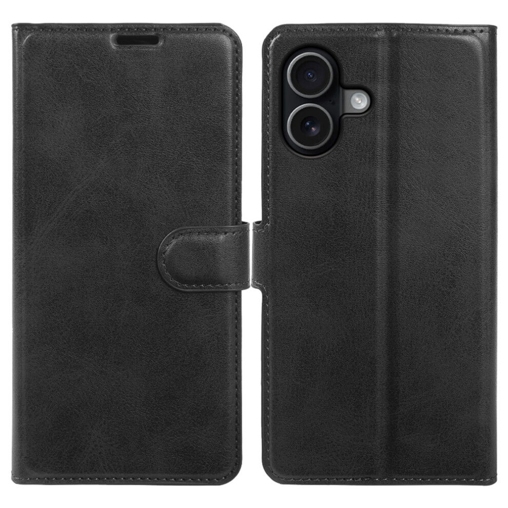 (Black) For Iphone 16 Case Stand Wallet Calf Texture Pu Leather Flip Phone Cover Black 6914291732707