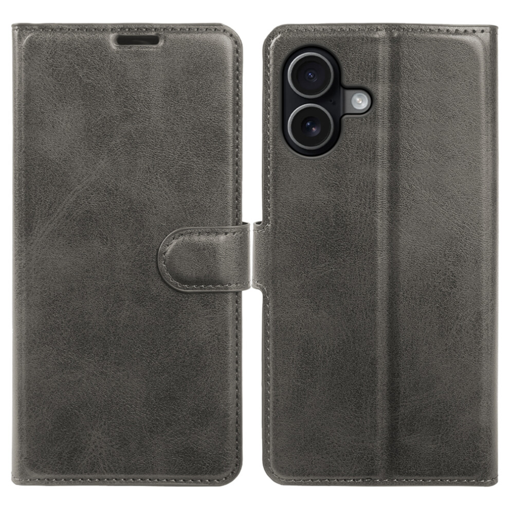 (Grey) For Iphone 16 Case Stand Wallet Calf Texture Pu Leather Flip Phone Cover Grey 6914293619273