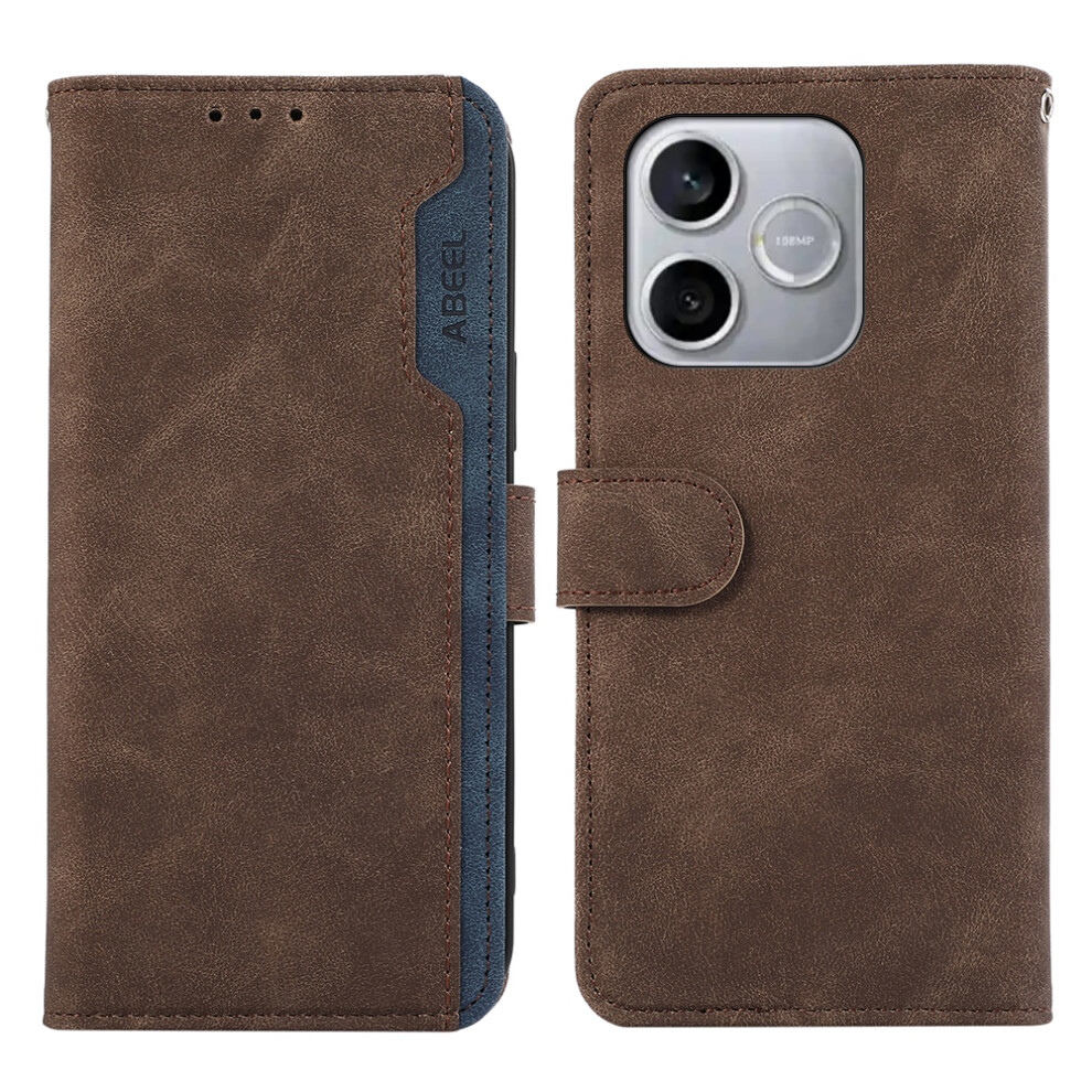 (Brown) For Honor 600 Lite 5G Case Color Splicing Leather Flip Phone Cover Rfid Blocking Brown 6914299398417