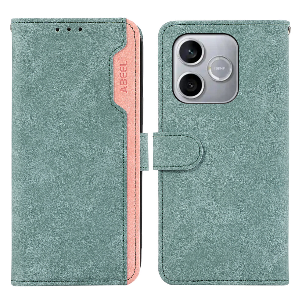 (Baby ) For Honor 600 Lite 5G Case Color Splicing Leather Flip Phone Cover Rfid Blocking Blue 6914296221114