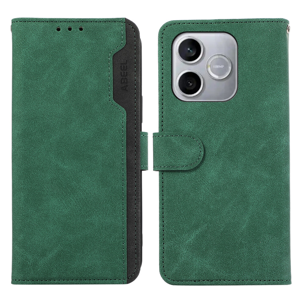 (Green) For Honor 600 Lite 5G Case Color Splicing Leather Flip Phone Cover Rfid Blocking Green 6914292633065