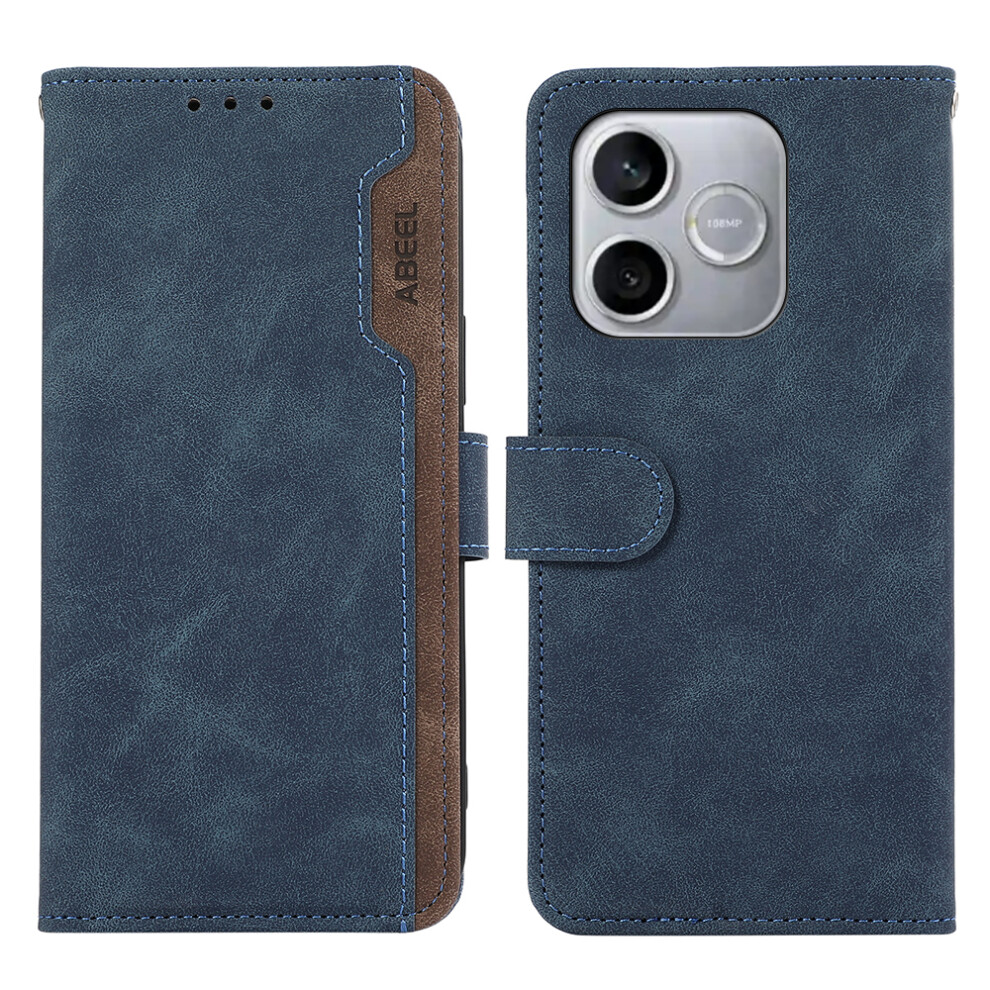(Blue) For Honor 600 Lite 5G Case Color Splicing Leather Flip Phone Cover Rfid Blocking Blue 6914293712868