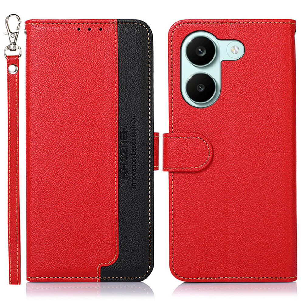 (Red) Khazneh Leather Case For Xiaomi Mi Turbo 5 5G / Poco X8 Pro 5G Rfid Blocking Wallet Litchi Texture Pu Phone Cover W Red 6914292949494