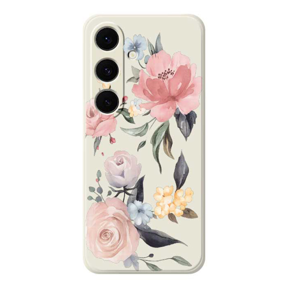 (Beige) For Samsung Galaxy A37 5G Case Big Flowers Pattern Printing Straight Edge Tpu Phone Back Cover Cream 6914294159815