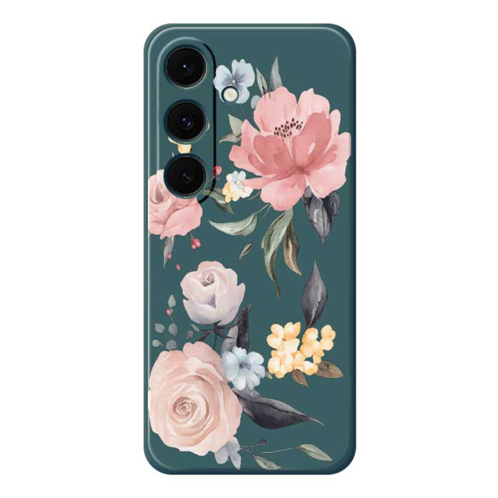 (Green) For Samsung Galaxy A37 5G Case Big Flowers Pattern Printing Straight Edge Tpu Phone Back Cover Green 6914290819331