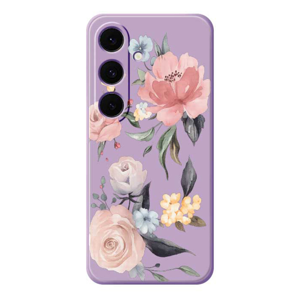 (Purple) For Samsung Galaxy A37 5G Case Big Flowers Pattern Printing Straight Edge Tpu Phone Back Cover Purple 6914291651558