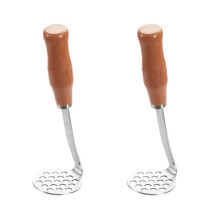 2Stk Kartoffelstampfer Mit Holzgriff, Silber