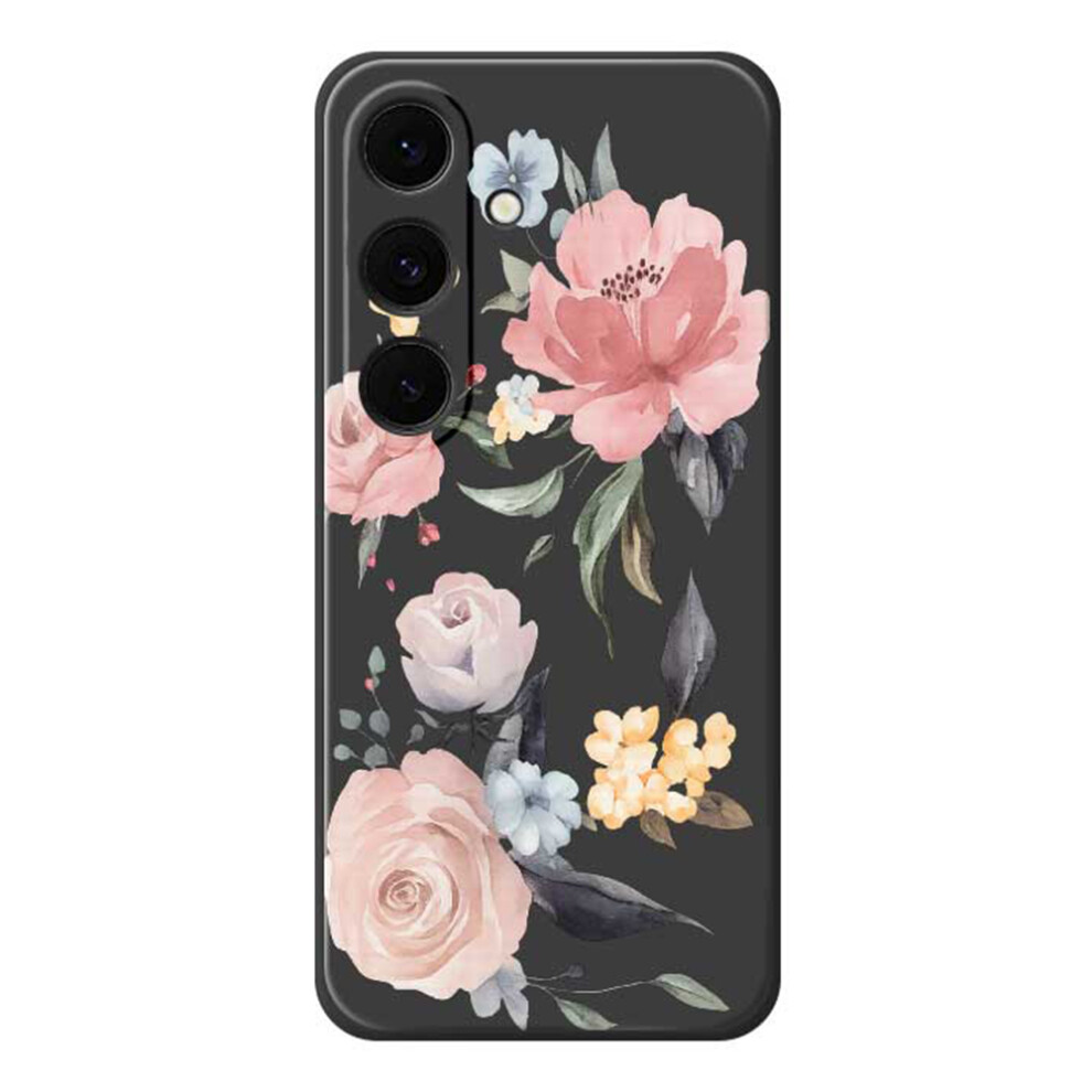 (Black) For Samsung Galaxy A37 5G Case Big Flowers Pattern Printing Straight Edge Tpu Phone Back Cover Black 6914293603401