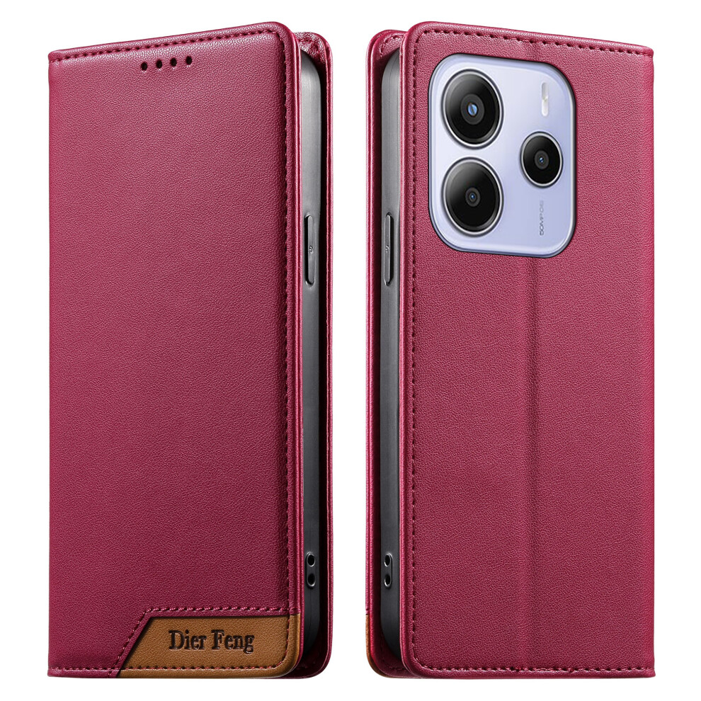 (Red) Df-018 For Xiaomi Mi Note 14 4G (164.84Mm) Case Rfid Blocking Wallet Leather Phone Cover With Color Splicing Logo Cor Red 6914298498460