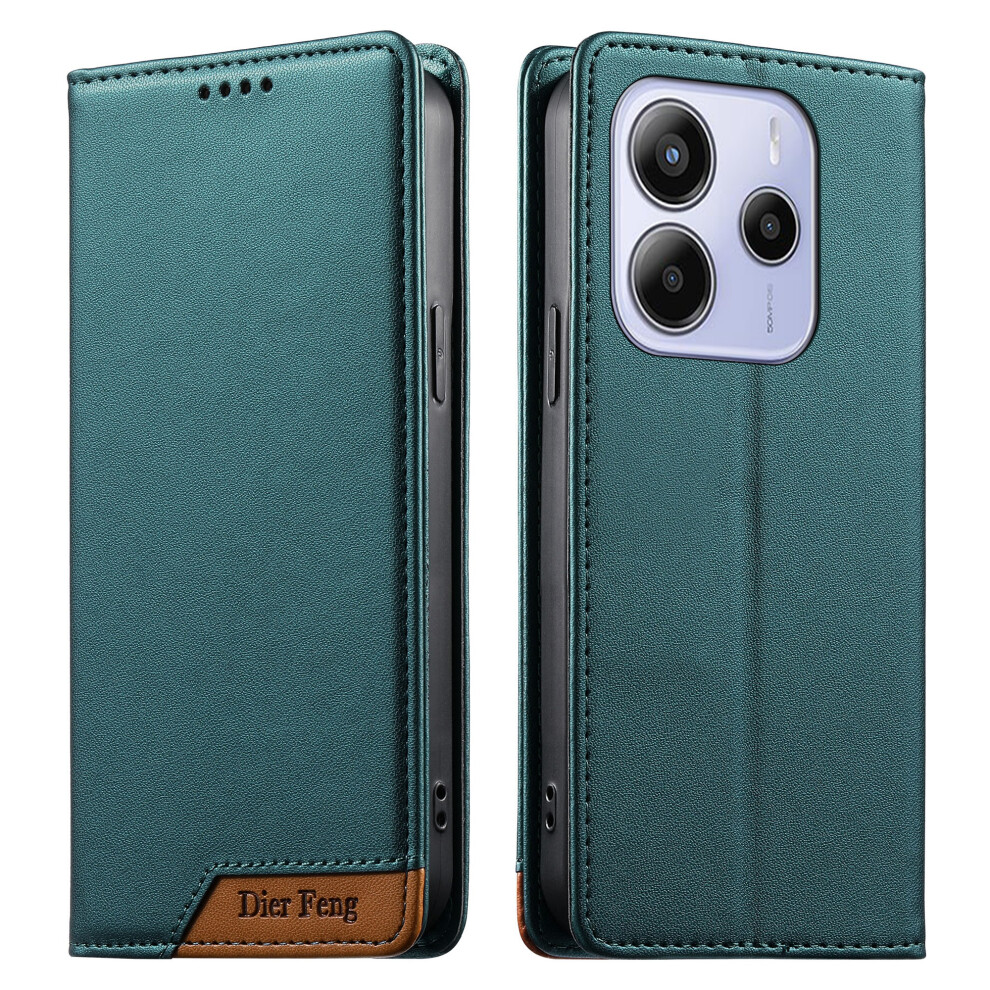 (Green) Df-018 For Xiaomi Redmi Note 14 4G (164.84Mm) Case Rfid Blocking Wallet Leather Phone Cover With Color Splicing Logo Cor Green 6914298292303