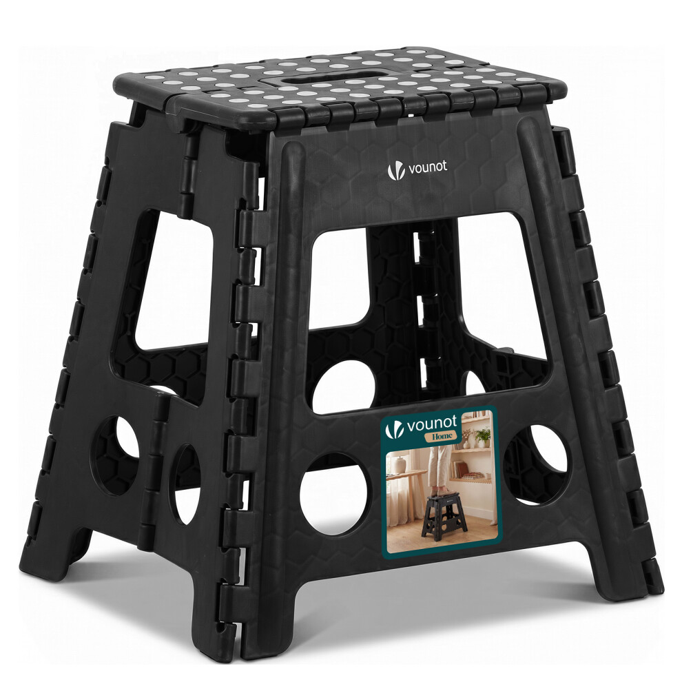 Vounot Folding Step Stool, Anti-Slip Folding Stool,39X32x40 Cm Black 6977999843847
