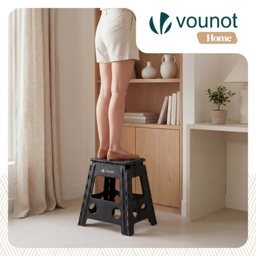 VOUNOT Folding Step Stool, Anti-Slip Folding Stool,39x32x40 cm Black 1