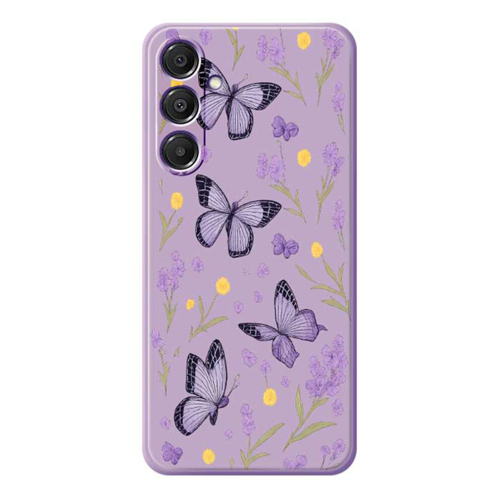 (Purple) For Samsung Galaxy A37 5G Case Butterflies Pattern Printing Straight Edge Tpu Phone Back Cover Purple 6914295813372