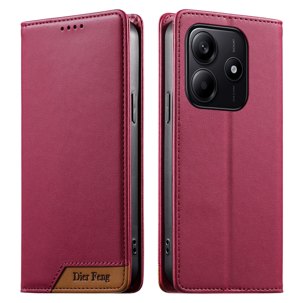 (Red) Df-018 For Xiaomi Mi Note 14 5G Case Rfid Blocking Wallet Leather Phone Cover With Color Splicing Logo Corner Red 6914298866696
