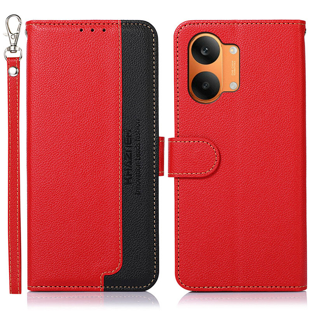 (Red) Khazneh Leather Case For Xiaomi Poco X8 Pro Max 5G / Mi Turbo 5 Max 5G Rfid Blocking Wallet Litchi Texture Pu Phone Red 6914292044427