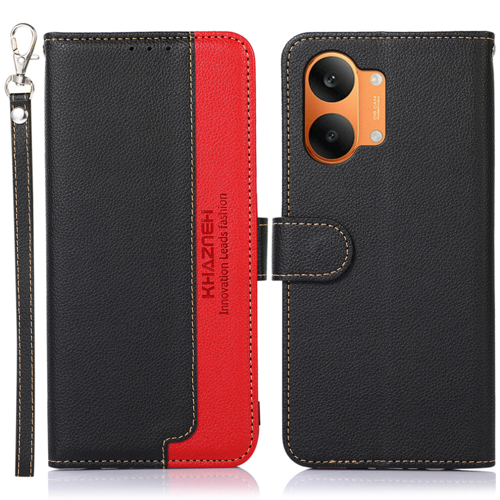 (Black) Khazneh Leather Case For Xiaomi Poco X8 Pro Max 5G / Redmi Turbo 5 Max 5G Rfid Blocking Wallet Litchi Texture Pu Phone Black 6914291996901