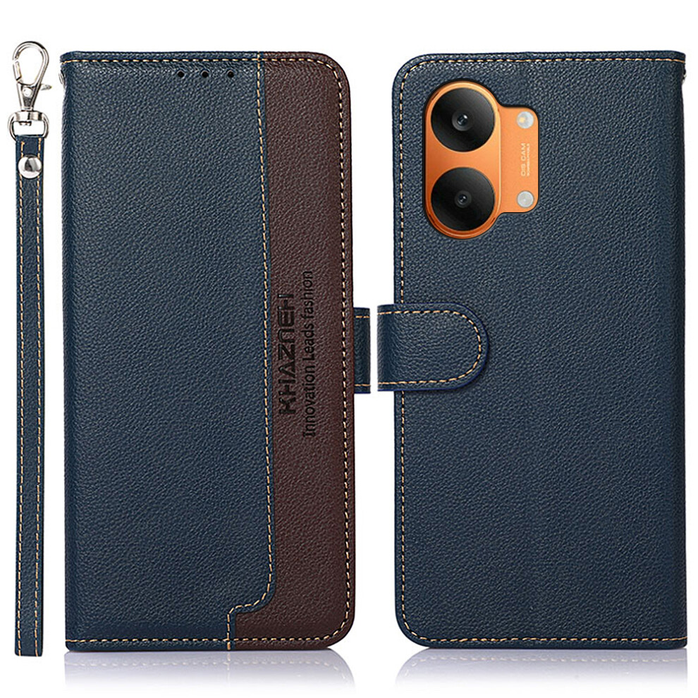 (Blue) Khazneh Leather Case For Xiaomi Poco X8 Pro Max 5G / Redmi Turbo 5 Max 5G Rfid Blocking Wallet Litchi Texture Pu Phone Blue 6914296896596