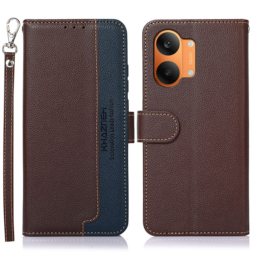 (Brown) Khazneh Leather Case For Xiaomi Poco X8 Pro Max 5G / Redmi Turbo 5 Max 5G Rfid Blocking Wallet Litchi Texture Pu Phone Brown 6914290214440