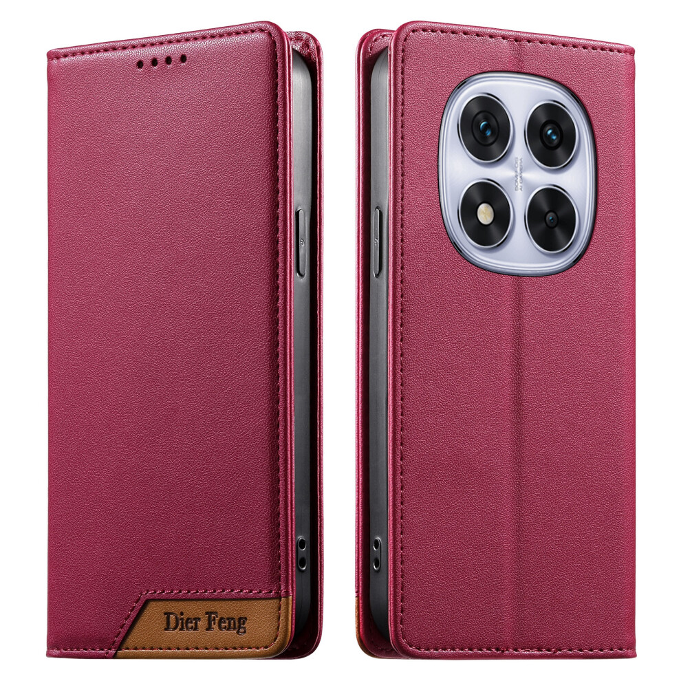 (Red) Df-018 For Xiaomi Mi Note 14 Pro 5G / Poco X7 5G Case Rfid Blocking Wallet Leather Phone Cover With Color Splicing Red 6914290189212