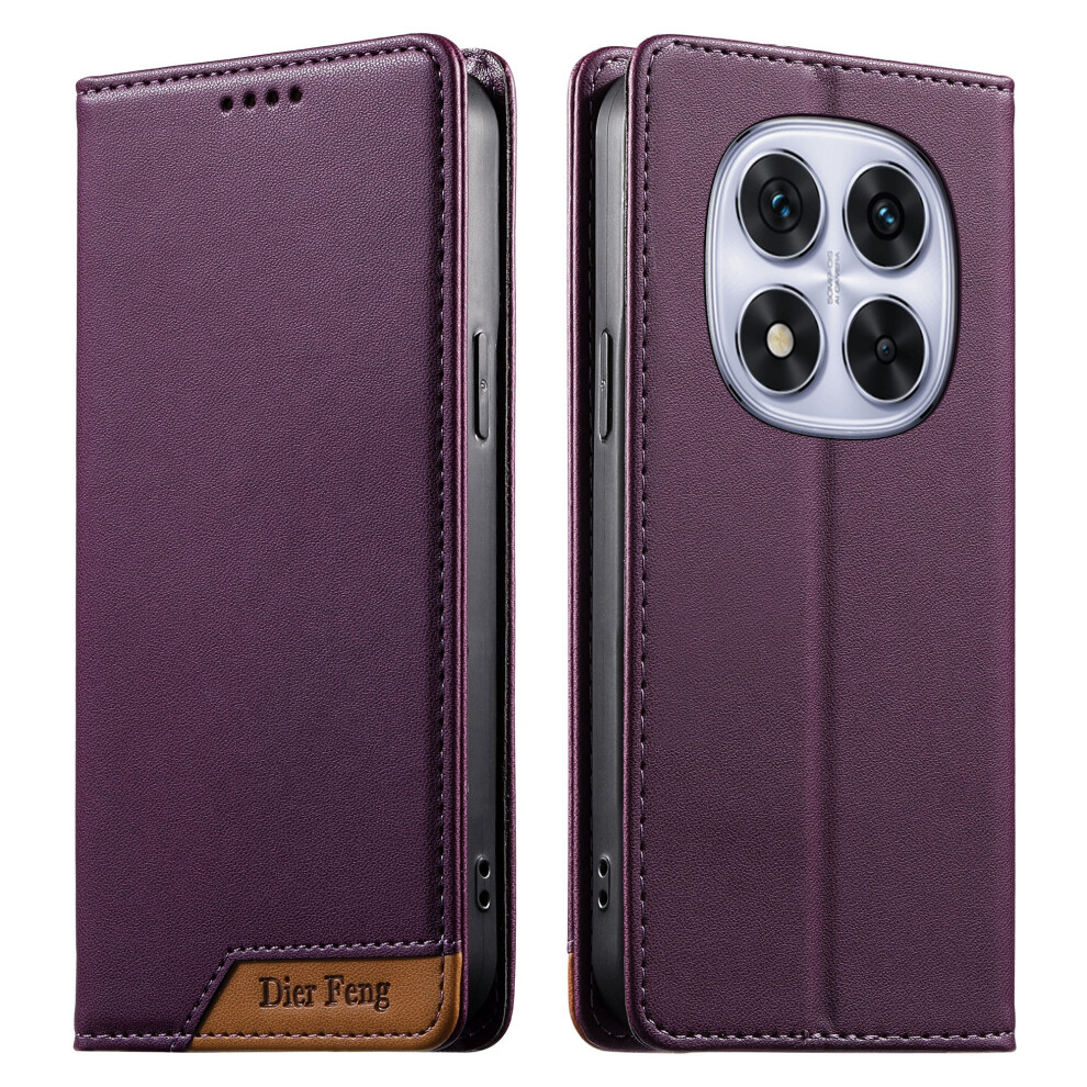 (Purple) Df-018 For Xiaomi Redmi Note 14 Pro 5G / Poco X7 5G Case Rfid Blocking Wallet Leather Phone Cover With Color Splicing Purple 6914299578253