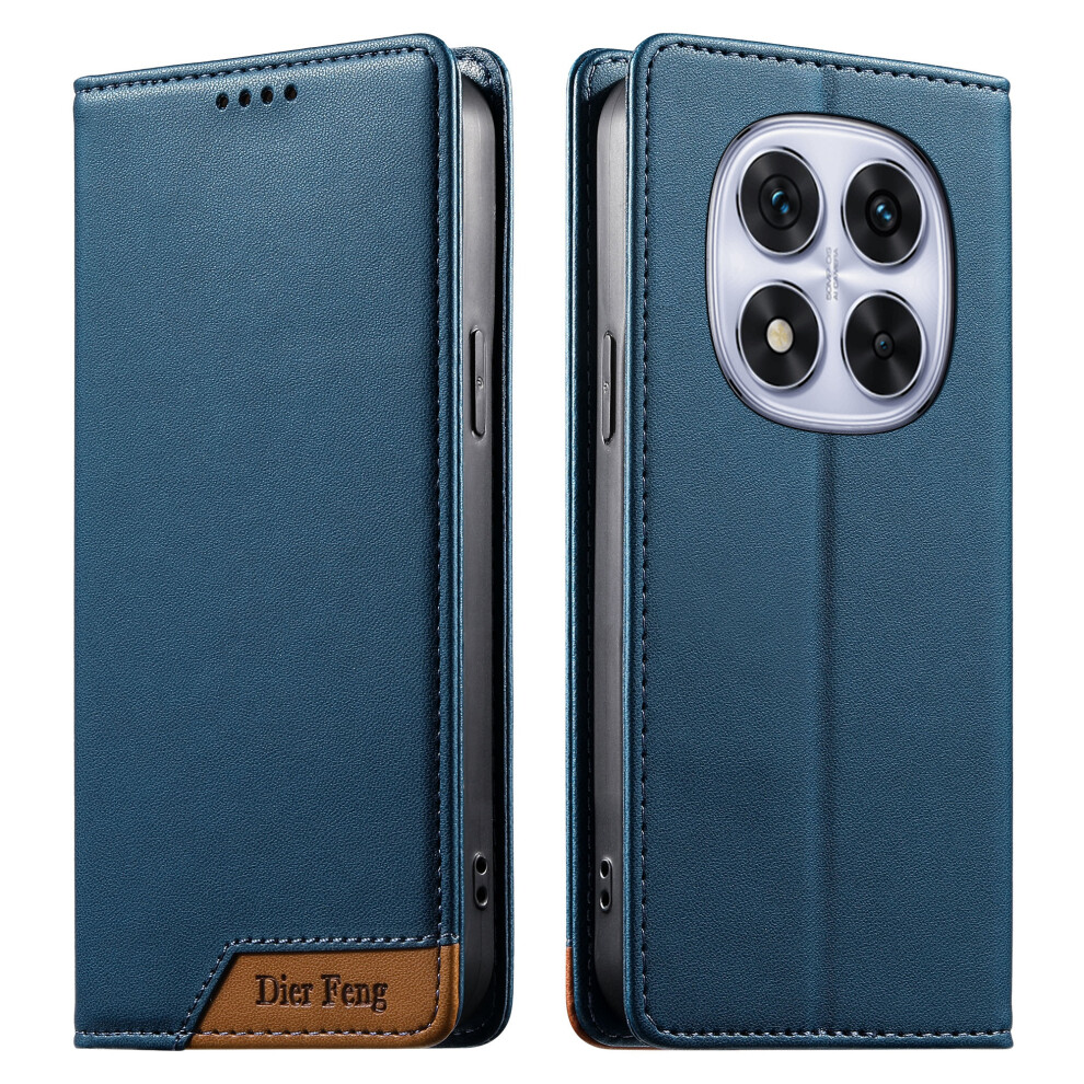 (Blue) Df-018 For Xiaomi Redmi Note 14 Pro 5G / Poco X7 5G Case Rfid Blocking Wallet Leather Phone Cover With Color Splicing Blue 6914297983516