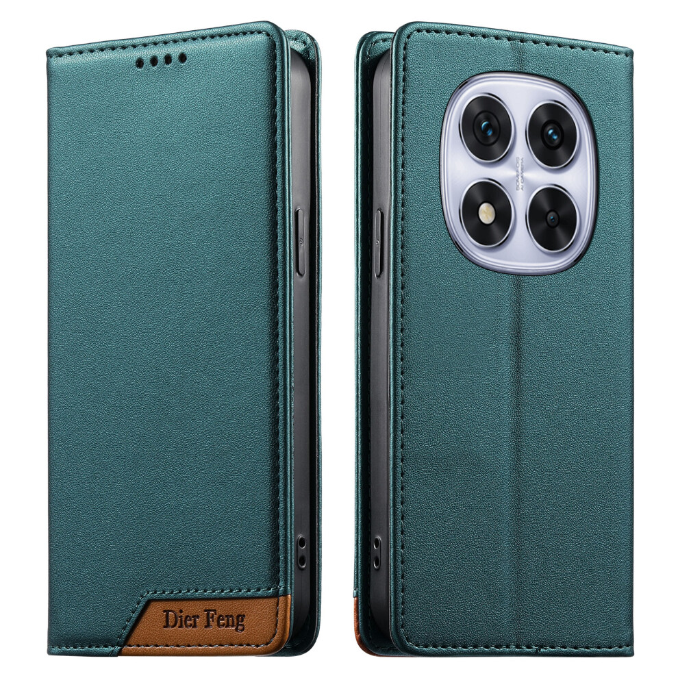 (Green) Df-018 For Xiaomi Redmi Note 14 Pro 5G / Poco X7 5G Case Rfid Blocking Wallet Leather Phone Cover With Color Splicing Green 6914296243420