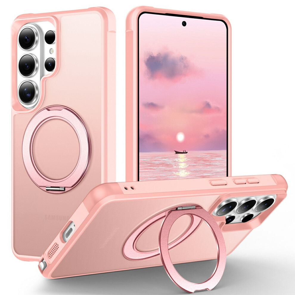 (Pink) For Samsung Galaxy S26 Ultra Case Magnetic Kickstand Tpu + Pc Shockproof Hybrid Phone Cover Pink 6914296570755