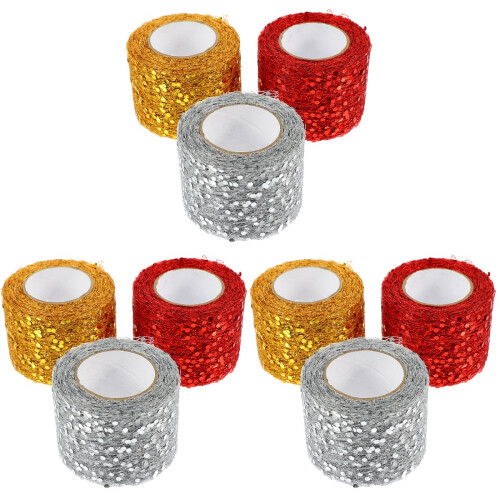 9Rouleaux Ruban Tulle Polyester Coloré Pour DIY Décoration