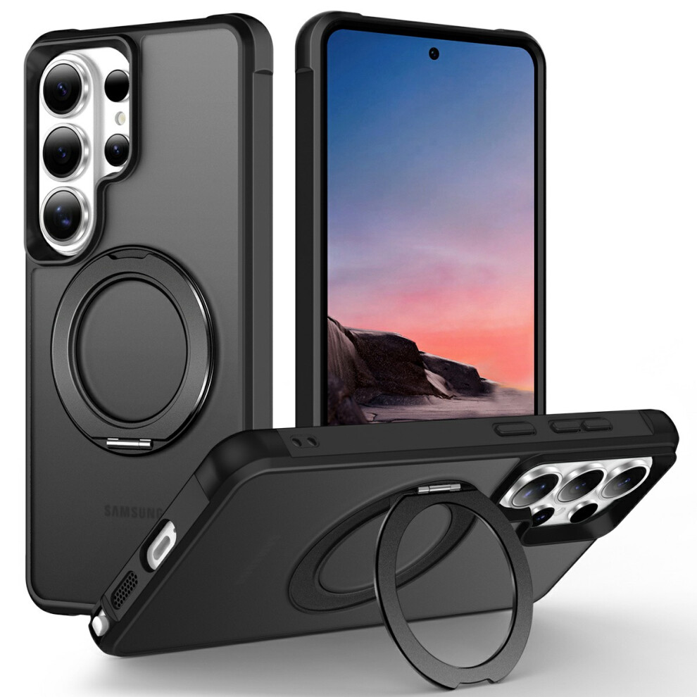 (Black) For Samsung Galaxy S26 Ultra Case Magnetic Kickstand Tpu + Pc Shockproof Hybrid Phone Cover Black 6914290269204