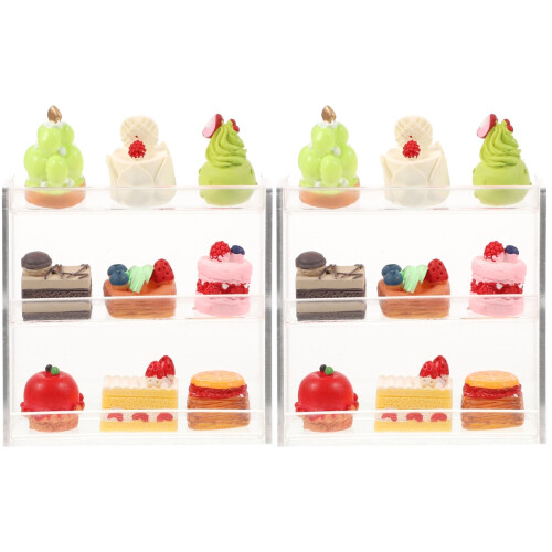 2 Sets Plastic Cake Stand Mini House Decorations Miniature Displays