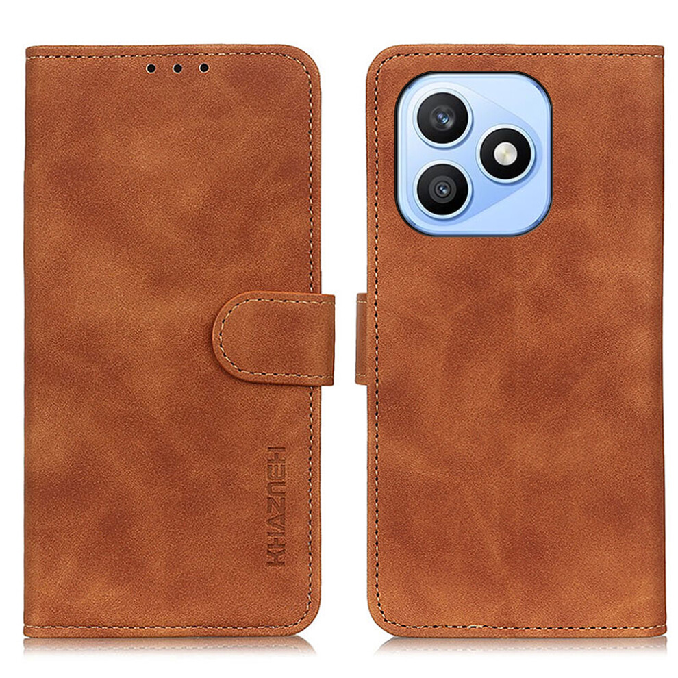 (Brown) Khazneh For Honor X8d 4G Case Pu Leather Retro Texture Phone Cover Brown 6914295914895
