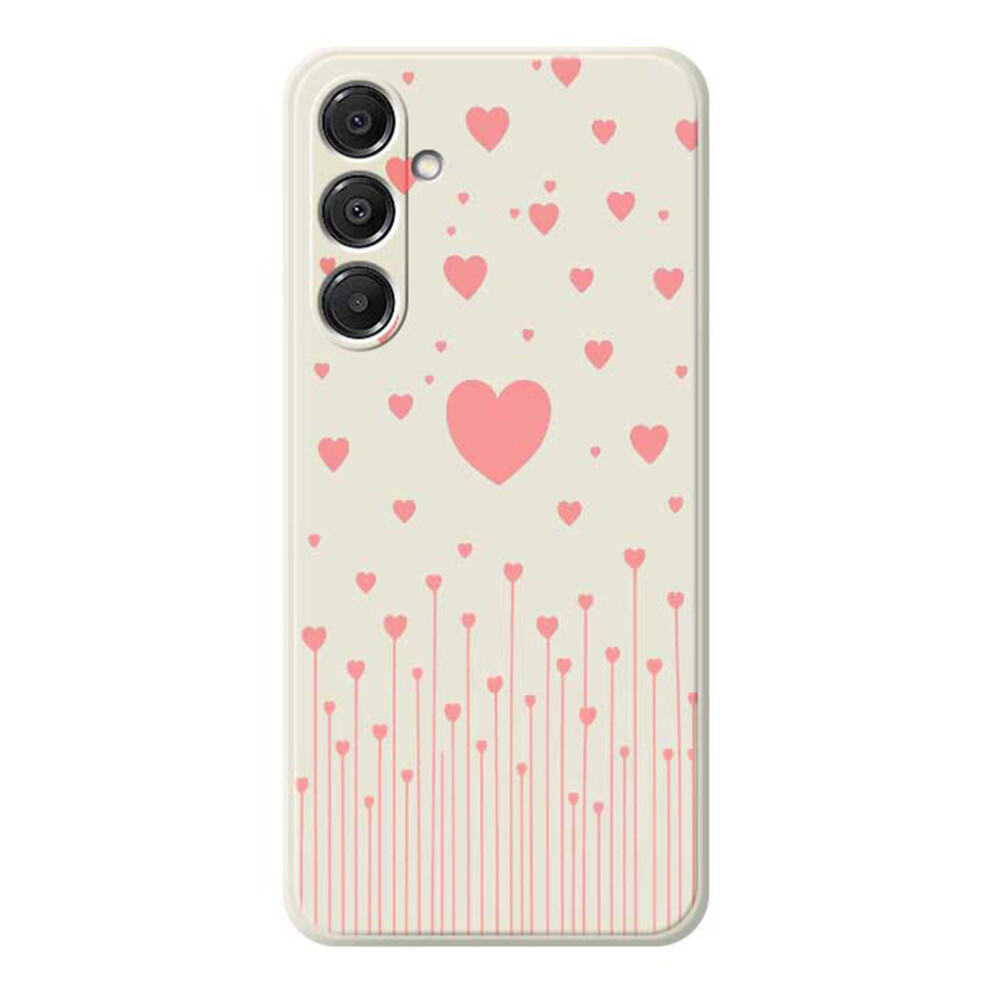 (Beige) For Samsung Galaxy A37 5G Case Pink Love Pattern Printing Straight Edge Tpu Phone Back Cover Pink,Cream 6914291386436