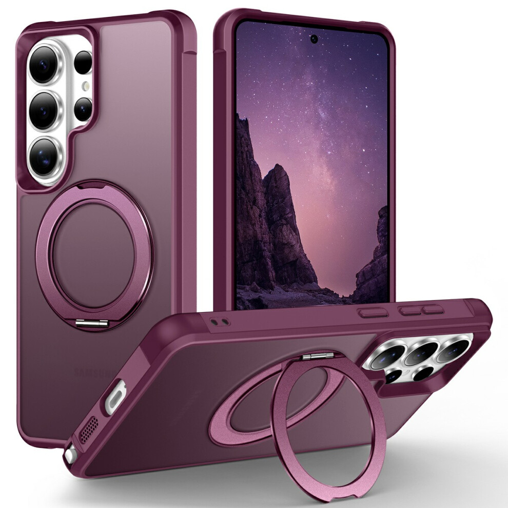(Wine ) For Samsung Galaxy S26 Ultra Case Magnetic Kickstand Tpu + Pc Shockproof Hybrid Phone Cover Red 6914297599373