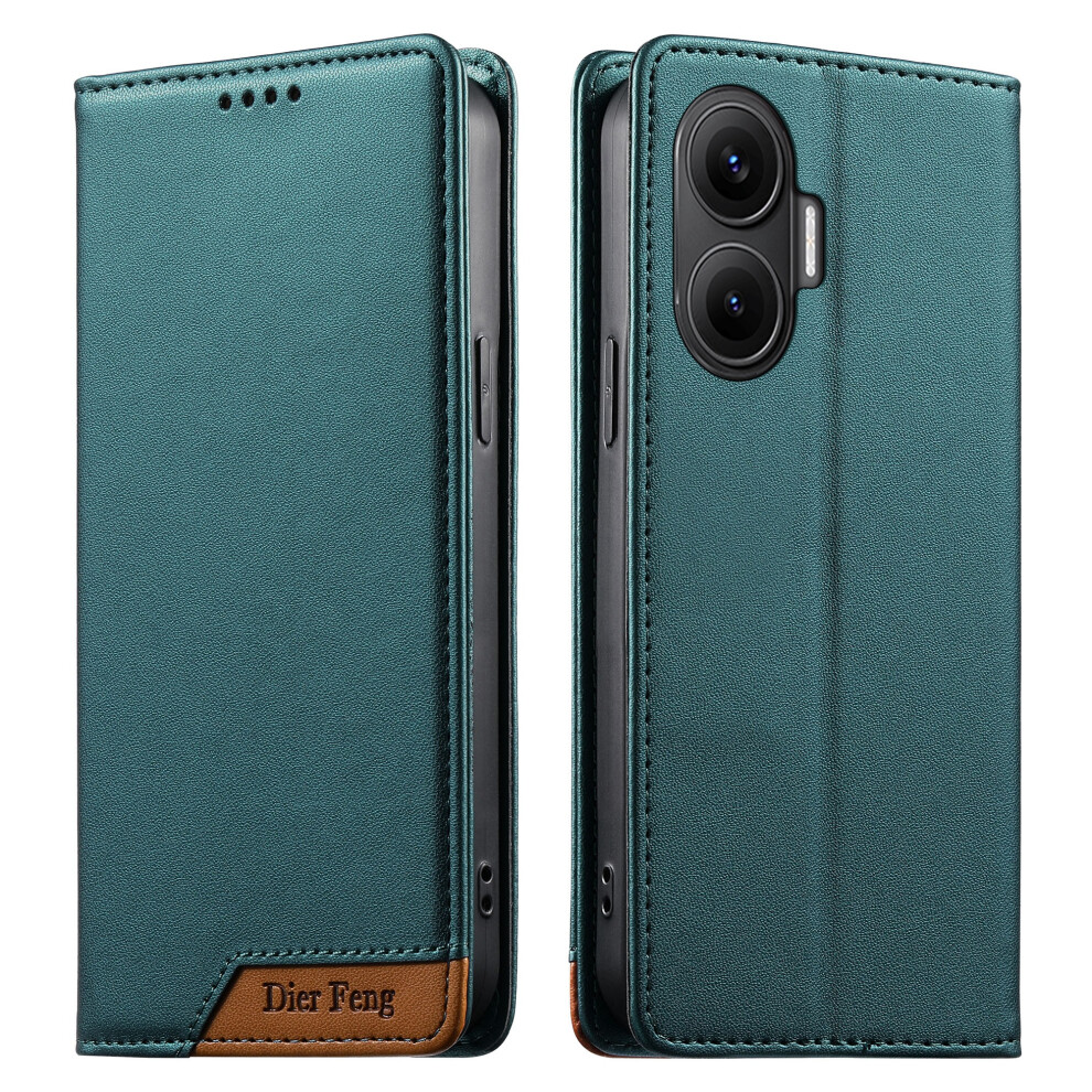 (Green) Df-018 For Xiaomi Redmi Turbo 4 Pro 5G / Poco F7 5G Case Rfid Blocking Wallet Leather Phone Cover With Color Splicing Green 6914291794576