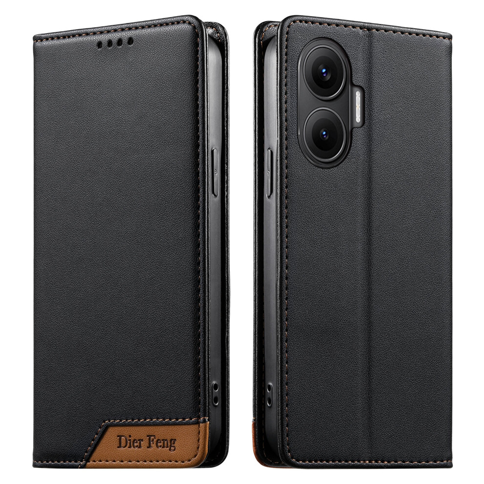 (Black) Df-018 For Xiaomi Redmi Turbo 4 Pro 5G / Poco F7 5G Case Rfid Blocking Wallet Leather Phone Cover With Color Splicing Black 6914295762281