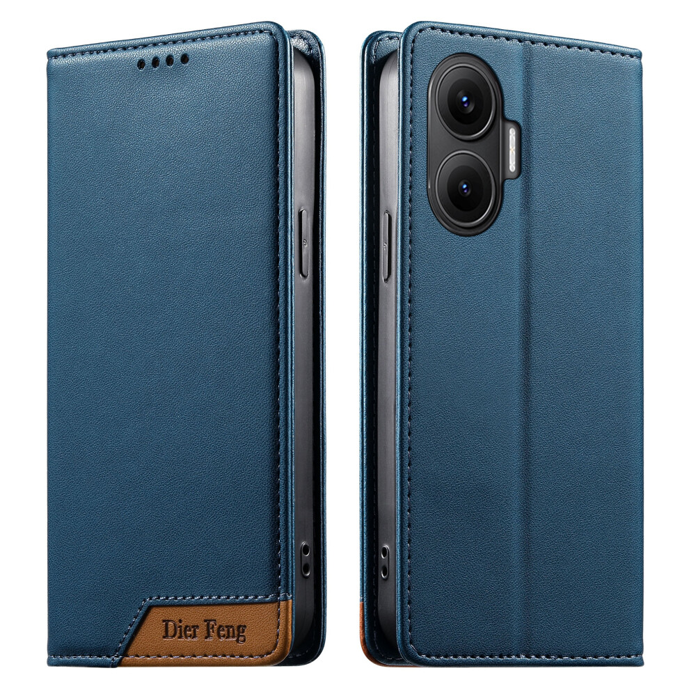 (Blue) Df-018 For Xiaomi Redmi Turbo 4 Pro 5G / Poco F7 5G Case Rfid Blocking Wallet Leather Phone Cover With Color Splicing Blue 6914298192047