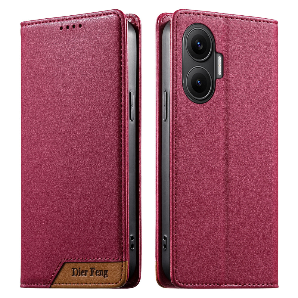 (Red) Df-018 For Xiaomi Mi Turbo 4 Pro 5G / Poco F7 5G Case Rfid Blocking Wallet Leather Phone Cover With Color Splicing Red 6914292128561