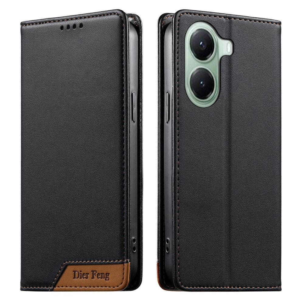 (Black) Df-018 For Xiaomi Poco X7 Pro 5G / Redmi Turbo 4 5G Case Rfid Blocking Wallet Leather Phone Cover With Color Splicing Black 6914293864420