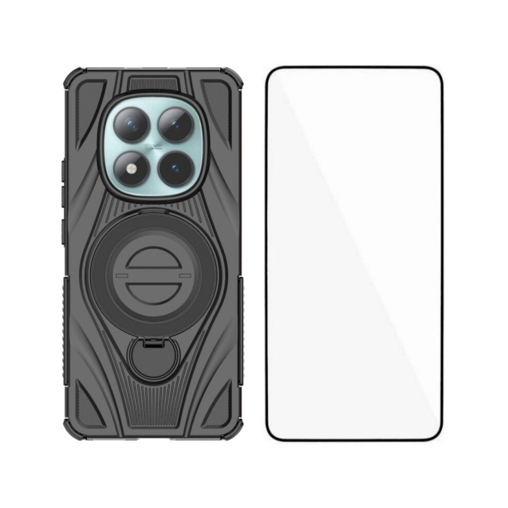 (Black) Wanlonfeng For Xiaomi Redmi Note 15 5G (Global) / Xiaomi Poco M8 5G Xh Series Kickstand Case With Screen Film, Drop Pro Black 6914295091992