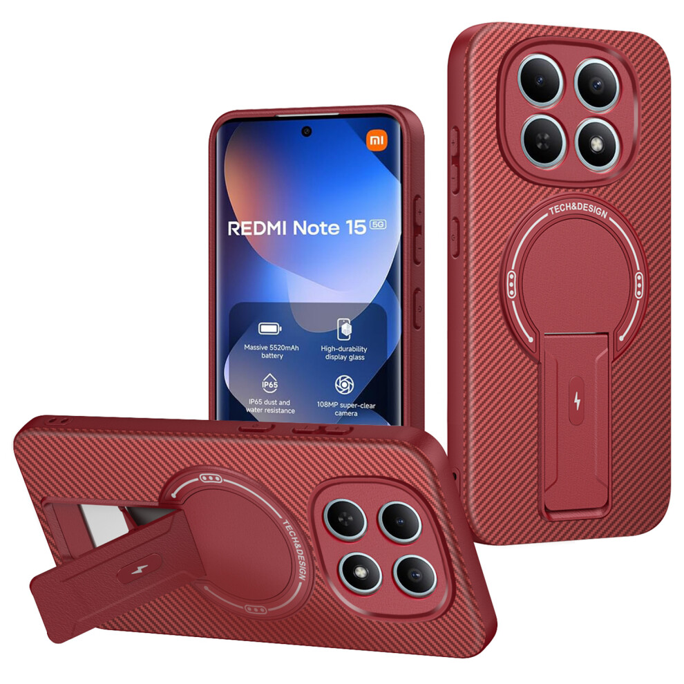 (Red) Phone Case For Xiaomi Poco M8 5G / Mi Note 15 5G (Global) Carbon Fiber Texture Pc + Tpu Phone Cover With Kickstand Red 6914298188590