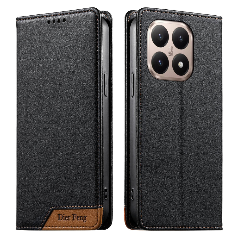(Black) Df-018 For Xiaomi 15T Case Rfid Blocking Wallet Leather Phone Cover With Color Splicing Logo Corner Black 6914297942063