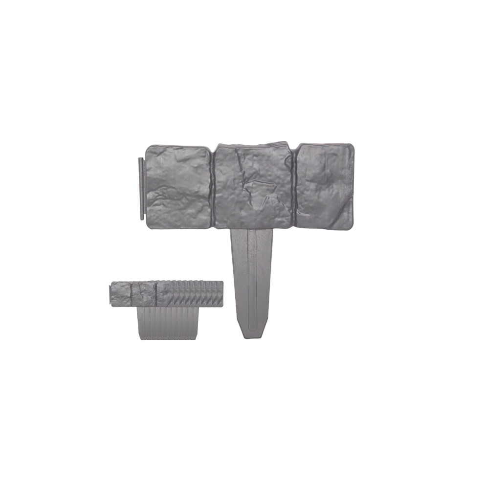 Green Blade 23Cm Set Of 10 Grey Cobble Stone Effect Garden Edging Border