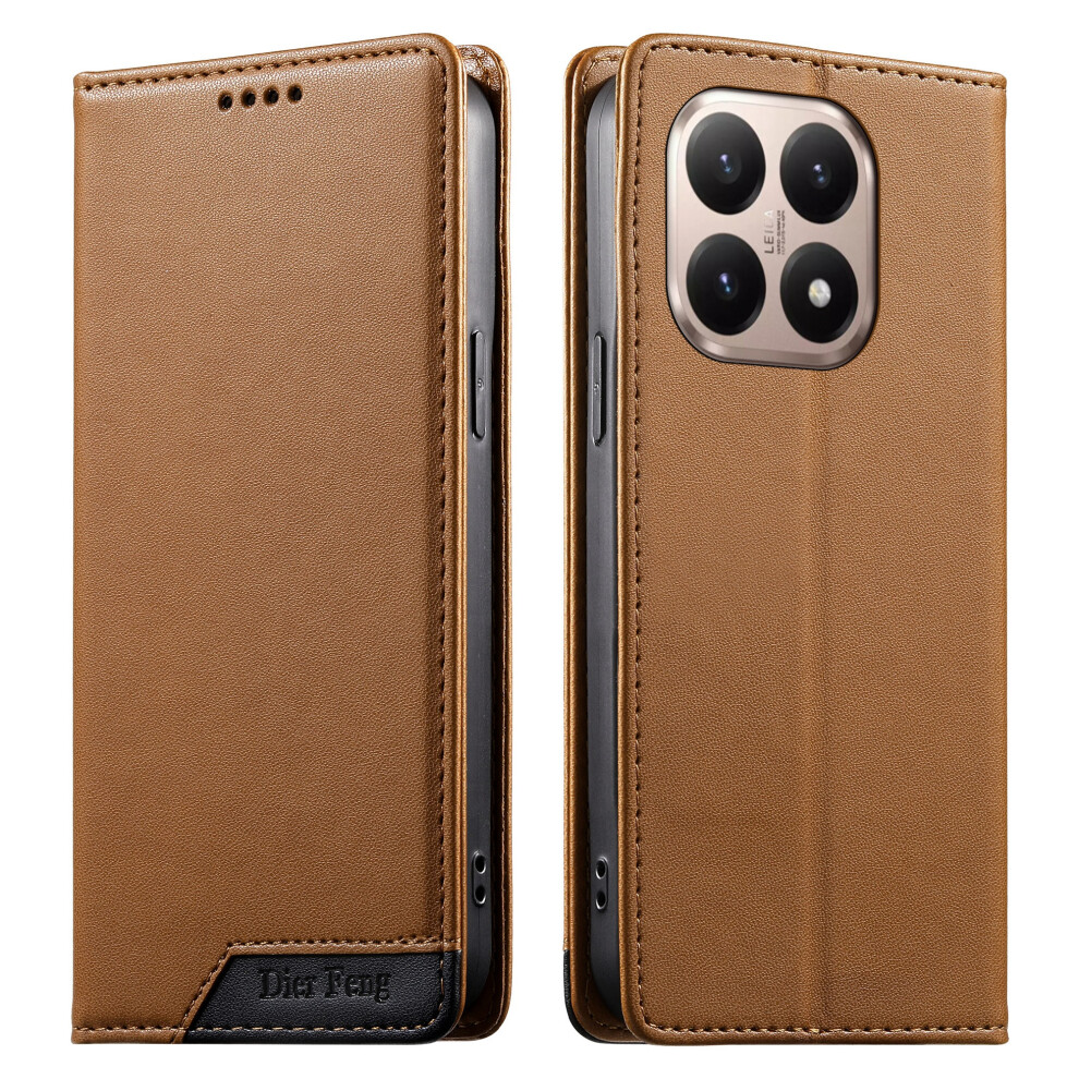 (Brown) Df-018 For Xiaomi 15T Case Rfid Blocking Wallet Leather Phone Cover With Color Splicing Logo Corner Brown 6914297195490