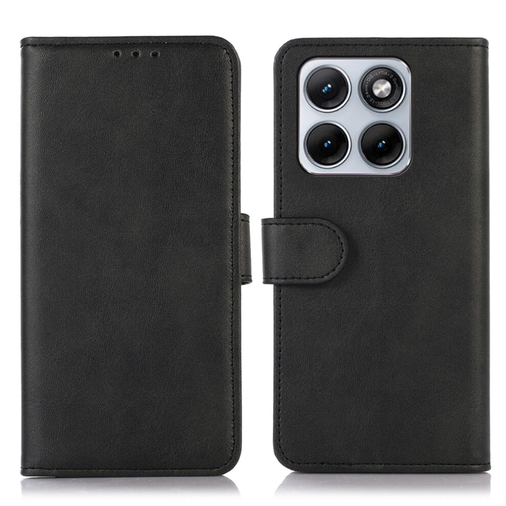 (Black) For Motorola Edge 70 Fusion+ 5G / Edge 70 Fusion 5G Case Cowhide Texture Leather Wallet Phone Cover With Stand Black 6914291671013