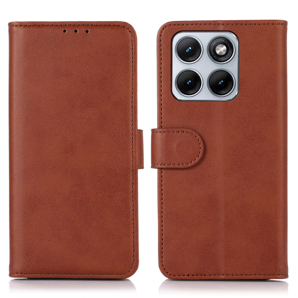 (Brown) For Motorola Edge 70 Fusion+ 5G / Edge 70 Fusion 5G Case Cowhide Texture Leather Wallet Phone Cover With Stand Brown 6914299503927