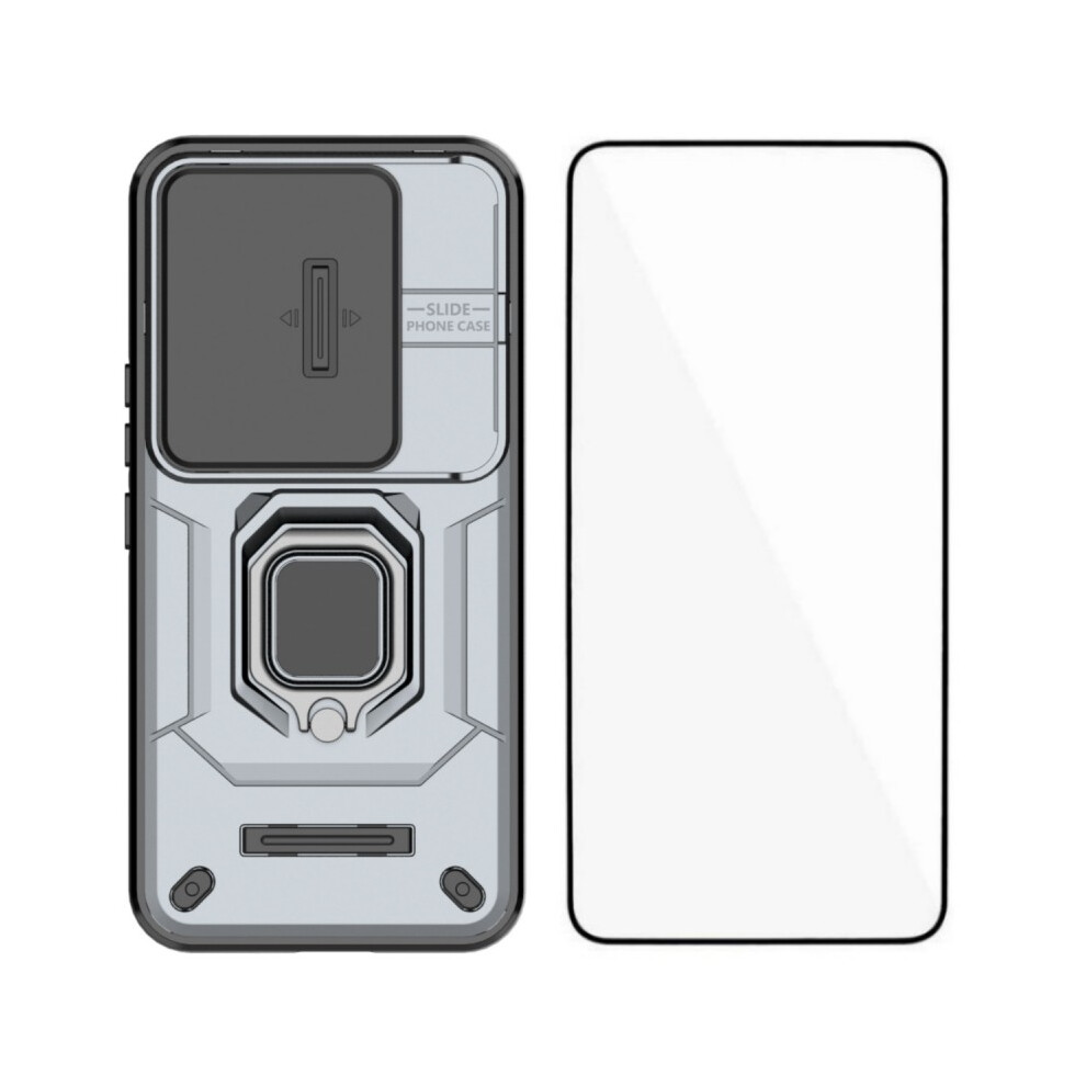(Grey) Wanlonfeng For Honor 400 Pro 5G (Global) Case Zdx Series Pc Tpu Kickstand Phone Back Case With Lens Cover + Tempered Gl Grey 6914292491375