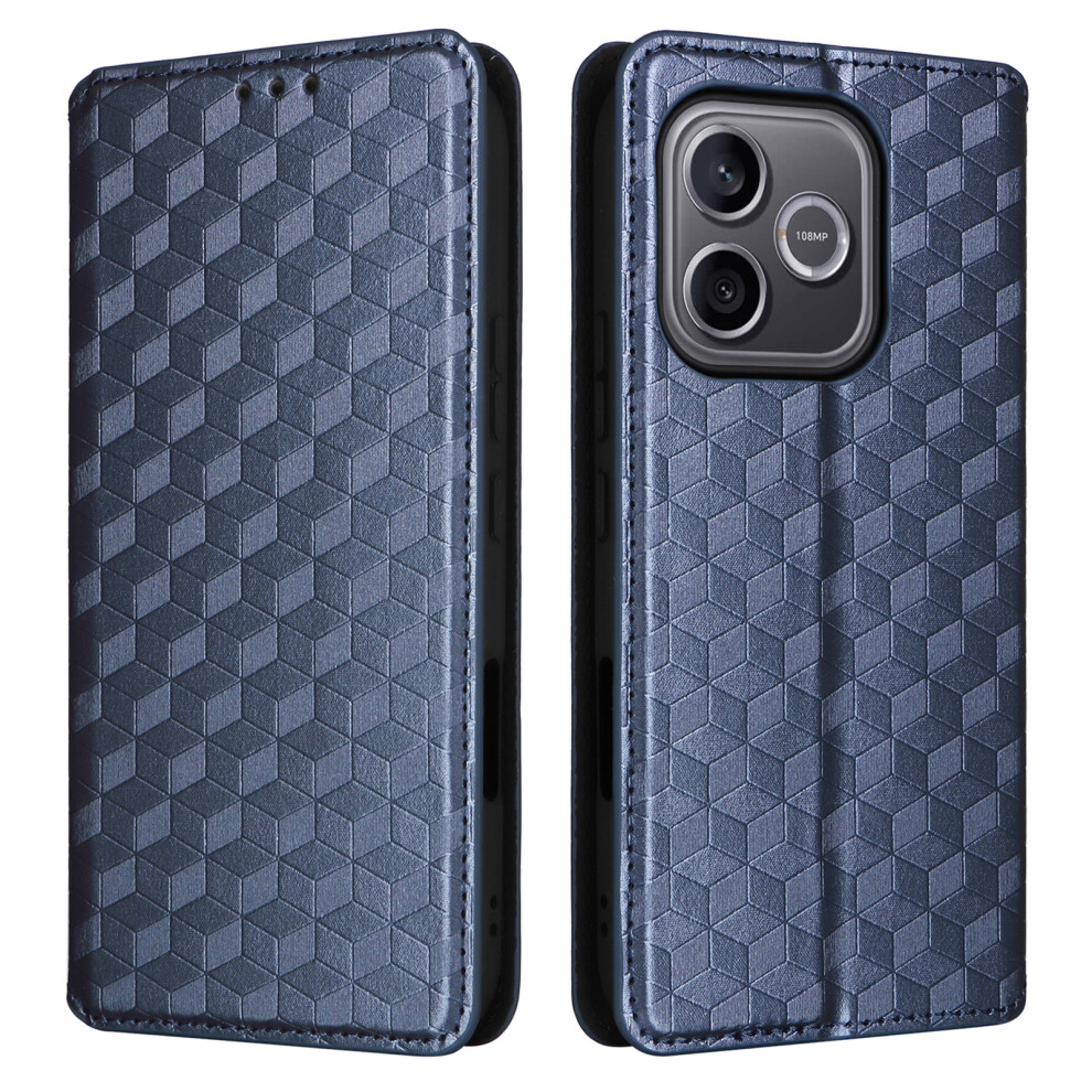 (Blue) For Honor 600 Lite 5G / 500 Smart 5G Case Wallet Rhombus Imprinted Pu Leather Phone Cover Blue 6914298407998