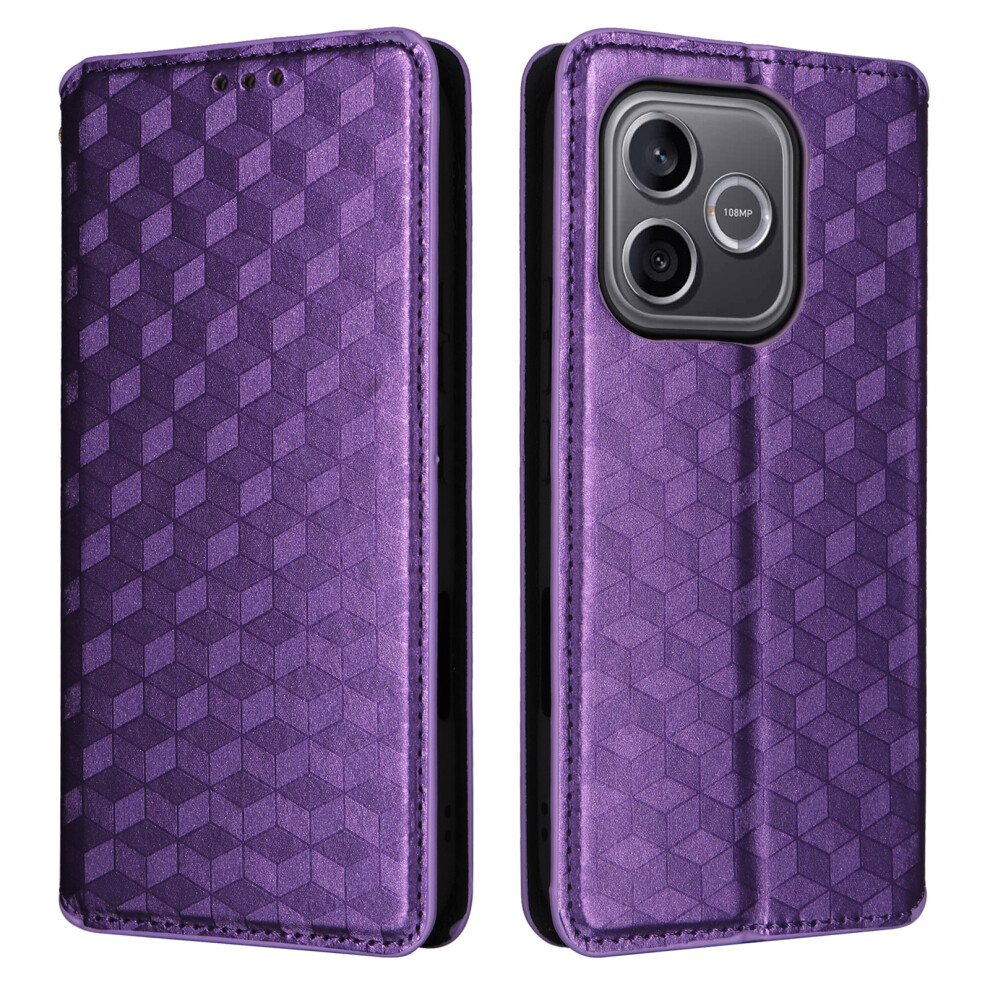 (Purple) For Honor 600 Lite 5G / 500 Smart 5G Case Wallet Rhombus Imprinted Pu Leather Phone Cover Purple 6914296863048
